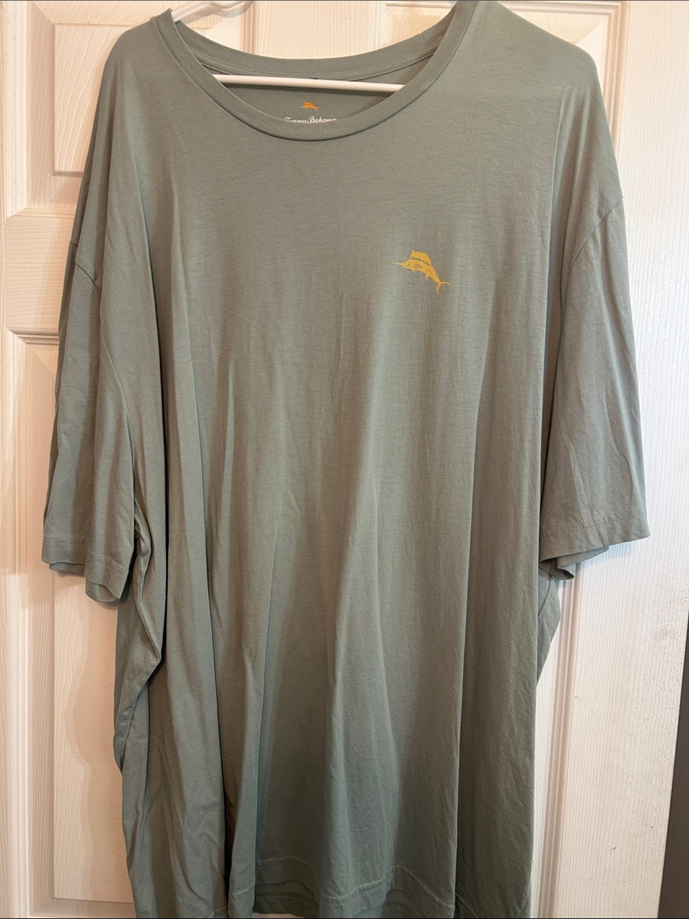 Tommy Bahama Sage Green Short-Sleeve Tee with Yellow Marlin Logo